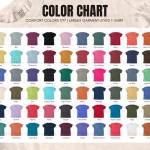 Tabla de colores Comfort Colors / Maqueta de camiseta unisex C1717, guía de fotos de productos con muestras de color de los 60 mejores colores de 2024 + detalle de foto de camiseta marfil