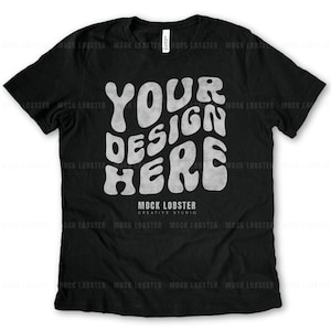 Bella Canvas 3001 Vintage Black Mockup | Flat Lay Clean White Background T-Shirt Mock-Up | Minimalist Simple Natural Flatlay Tee Mockup