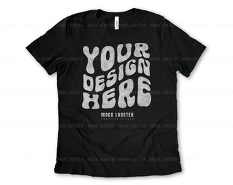 Bella Canvas 3001 vintage zwart mockup | Mock-up T-shirt met schone witte achtergrond platliggend | Minimalistisch eenvoudig natuurlijk flatlay T-shirtmodel