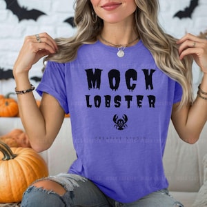 Comfort Colors C1717 Halloween Mockup Violet | CC1717 T-Shirt Model Mock-Up, Fall Oversized Shirt, Trendy Boho Casual Autumn Tee Mock