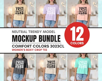 Comfort Colors 3023 Mockup Bundle: Women's Boxy Crop Tee (Digital Download)