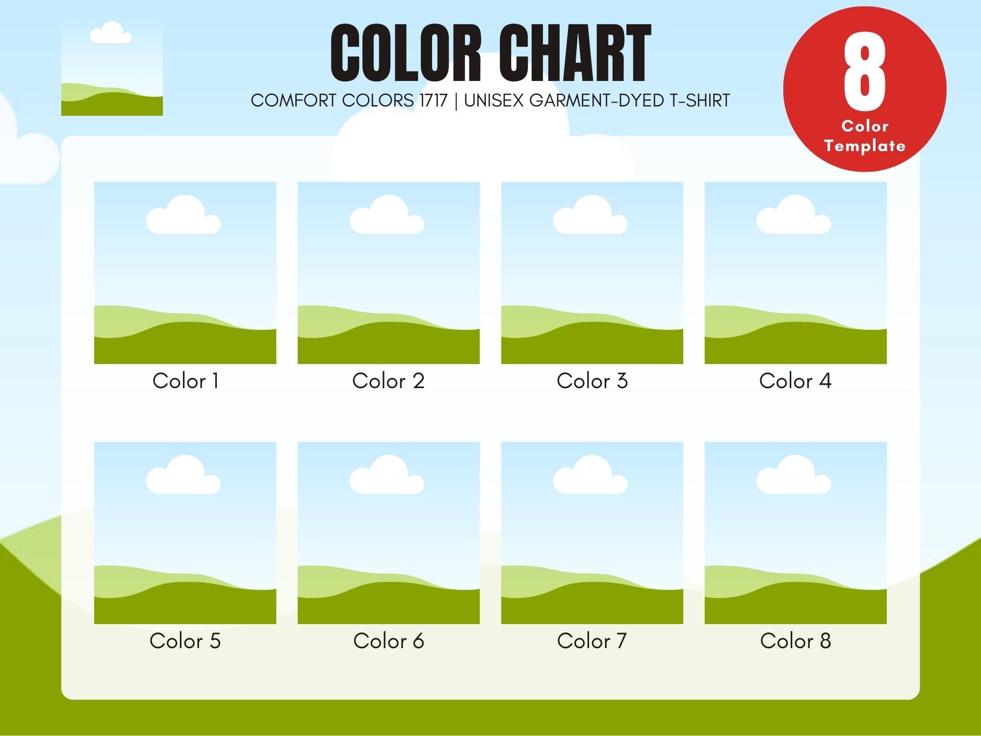 Comfort Colors 1717 Color Chart | Editable Canva Template, C1717 Color ...