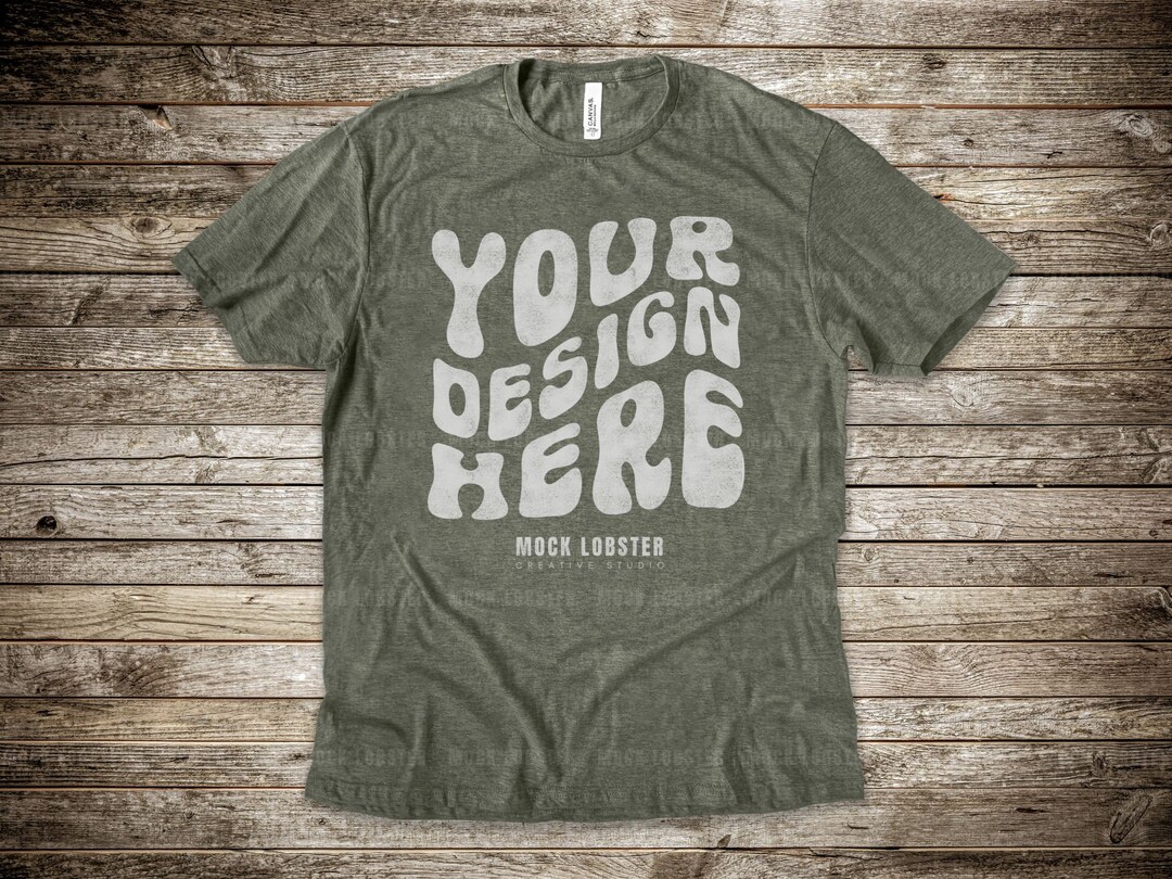 Bella Canvas 3001 Heather Olive Mockup | Flat Lay Masculine Style ...