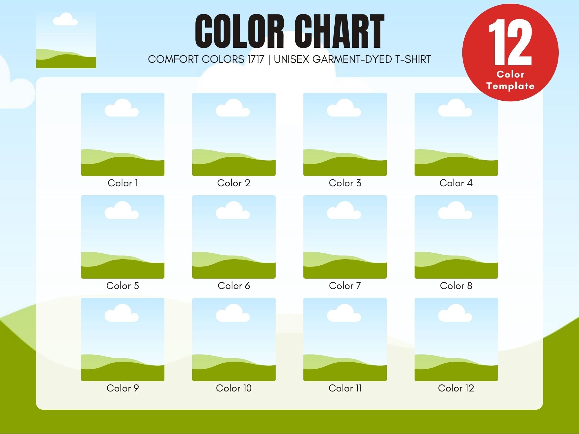 Comfort Colors 1717 Color Chart | Editable Canva Template, C1717 Color ...
