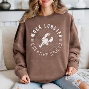 Comfort Colors 1466 Espresso Mockup | C1466 Model Mock-Up, Lightweight Crewneck Sweatshirt Mock | Boho Style, Simple Cozy Casual Aesthetic