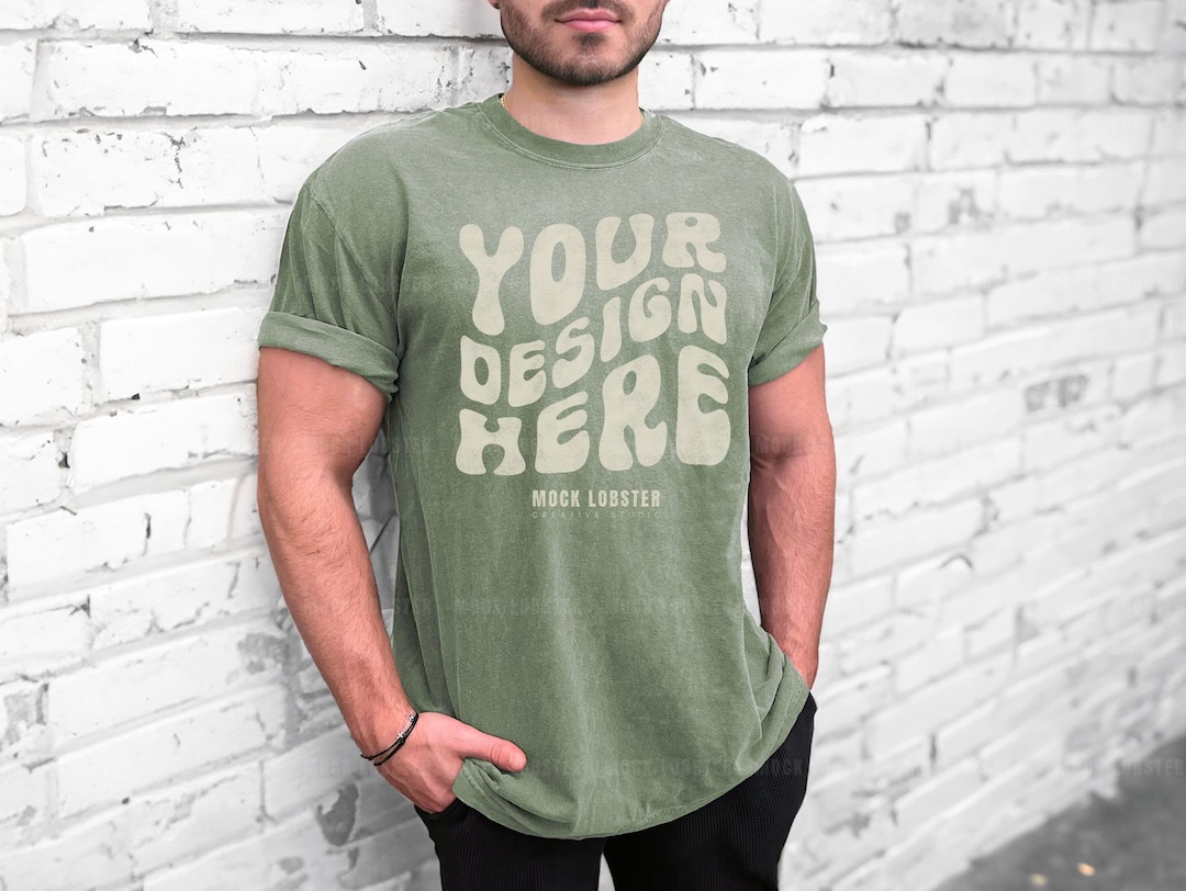 Comfort Colors 1717 Male Mockup Moss Model Mock-up Urban Photo C1717 ...