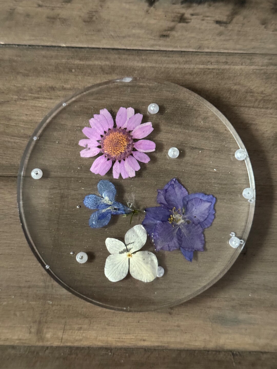 Decorative Dried Floral Resin Coaster Etsy