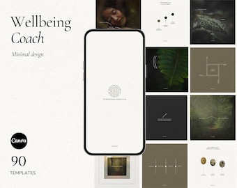 Wellbeing Coach Instagram Templates, Canva Social Media Pack.