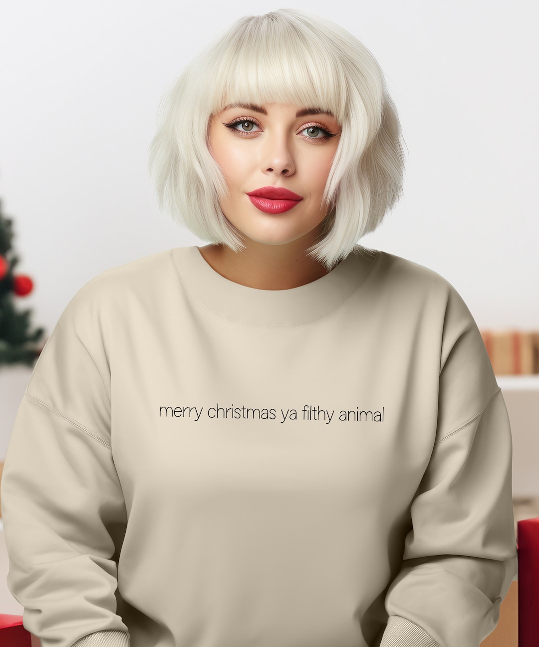 Minimalist Merry Christmas Ya Filthy Animal Sweater, Christmas