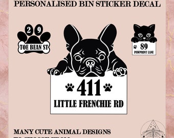 Cute animal bin sticker decal