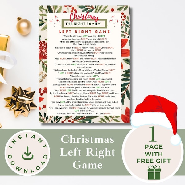 Left Right Christmas Game, Christmas Story Left Right Game Printable, Family Game, Instant Download, Gift Passing, Yankee Swap Gift, DKR005