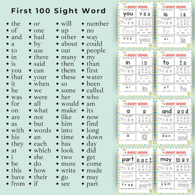 Sight Word Practice Worksheet | Kindergarten Sight Word Worksheets ...