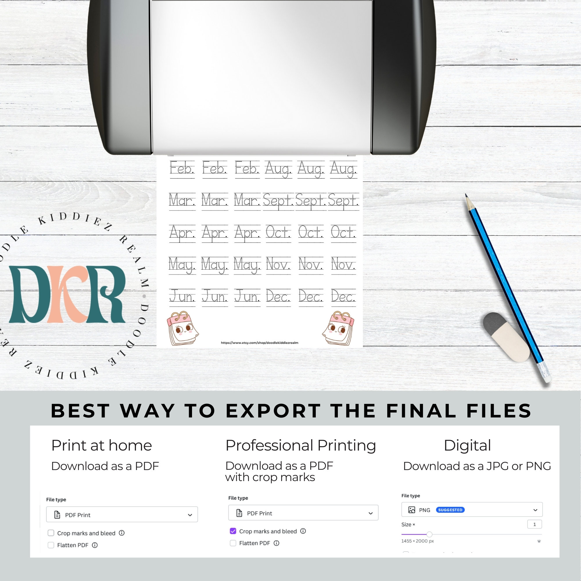Month tracing, a homeschool resource.
