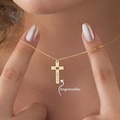 Engraved Cross Necklace with Heart – Personalized Faith Necklace, Custom Christian Gift for Her, Christmas Gifts for Her