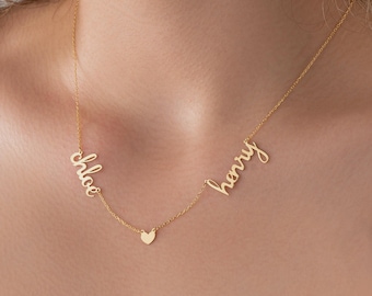 Multiple Name Necklace – Custom Family Necklace in 14K Gold Vermeil, Personalized Name Jewelry Gift for Her