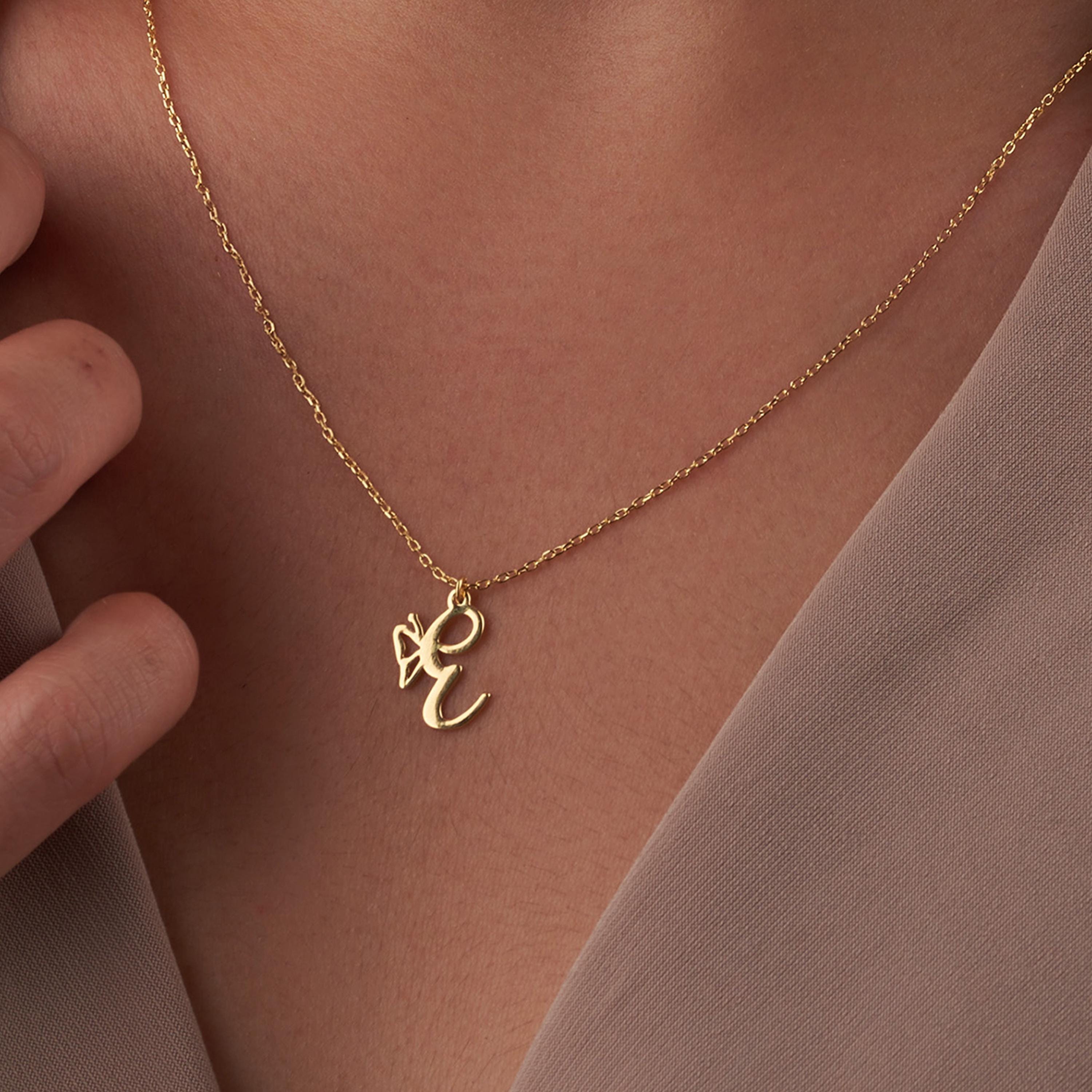 Dainty Butterfly Initial Necklace Personalized Letter Necklace Birthday…