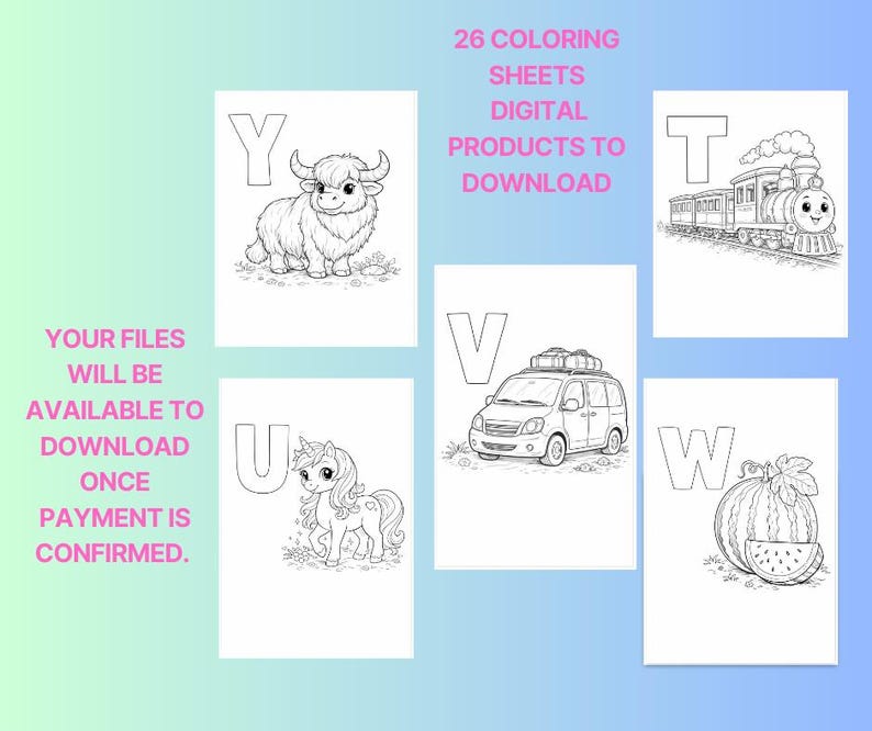 26 Alphabet Coloring Pages – Printable ABC Sheets for Kids (digital ...