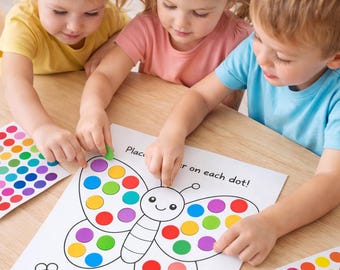 16 Worksheets Preschool Sticker Dot Activity Pages | Fine Motor Skills Toddler Binder (Instant Download)