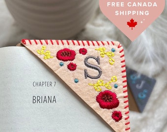 Personalized Embroidered Corner Bookmark for Her, A to Z Letters Handmade Bookmark Gift for Book Lovers, Book Club Gift, Mom Gift