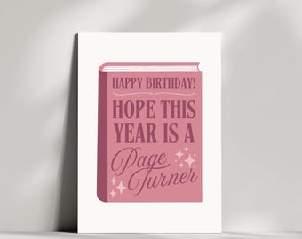 Birthday Card for Booklover "Happy Birthday Hope This Year is a Page Turner | Book themed birthday Card | Bookworm Gift | Gift for Reader