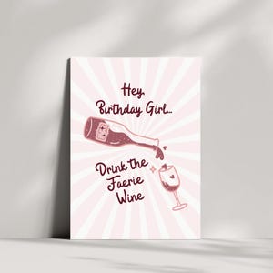 carte d'anniversaire ACOTAR vin féerique | Salut fille d'anniversaire, bois du vin des fées | Un parvis d'épines et de roses | Carte d'anniversaire livresque | Booktok
