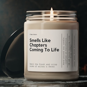 Smells Like Chapters Coming To Life Candle, Writer Gift, Personalized Writer Gift, Writer&#39;s Block, Best Seller, Author Gift, New Book