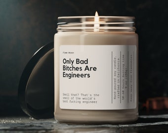 Cadeau d'ingénieur, bougie d'ingénieur, cadeau d'ingénierie, cadeau d'ingénierie drôle, cadeau d'ingénieur logiciel, bougie Only Bad Bitches are Engineers
