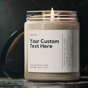 Il tuo testo personalizzato qui, Candela personalizzata, Candela con etichetta vuota, Candela di soia, Crea la tua etichetta per candela, Regali con testo personalizzato, Regali personalizzati
