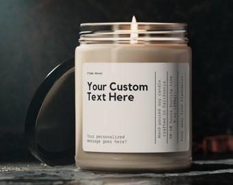Su texto personalizado aquí, vela personalizada, vela de etiqueta en blanco, vela de soja, cree su propia etiqueta de vela, regalos de texto personalizados, regalos personalizados