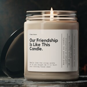 Vela de amistad, Regalo de mejor amigo, Regalo de amistad, Regalo de amigo, Nuestra amistad es como esta vela, Regalo de amigo divertido, Vela para amigo