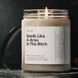 Smells Like A Aries In This Bitch, Funny Aries Candle, Aries Birthday Gift, Aries Star Sign Candle, BFF Gift, Zodiac Gift Candle, 9oz Candle