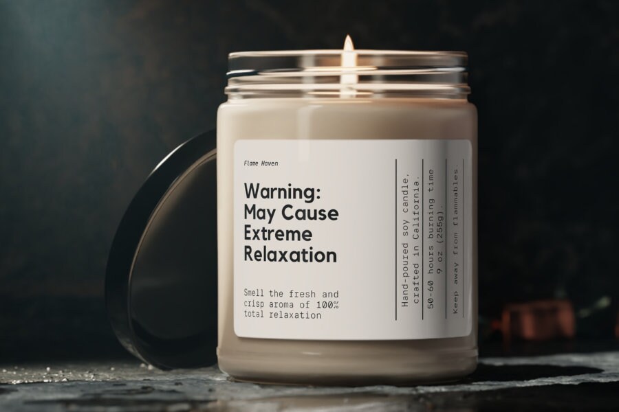 Warning: May Cause Extreme Relaxation Candle, Relaxing Candle Gift, Funny Bestie Gift, Soy Wax Candle, Meditation Candle, Ambience Decor