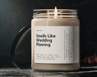 Huele a vela de planificación de bodas, regalo para un nuevo compromiso, regalo de amigo comprometido, regalo de compromiso, regalo de planificador de bodas, vela de boda