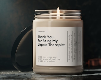 Danke, dass Sie mein unbezahlter Therapeut sind, lustiges Geschenk Bester Freund Geschenk, lustige Kerzen, Geschenke für sie, Mitarbeiter Geschenk, Bestie Kerze, BFF Geschenk