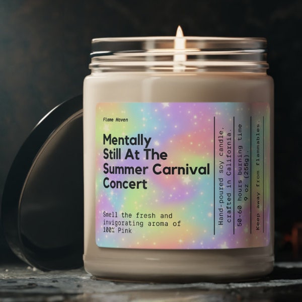 Mentally Still At The Summer Carnival Concert Candle, Pink Candle, Pink Fan Merch, Get This Party Started, Pink Singer Gift, Gift For Her