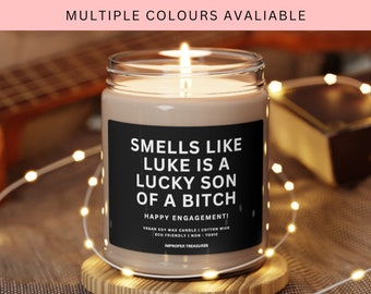 Regalo de compromiso personalizado / Regalo de compromiso personalizado / Vela comprometida / Regalo de despedida de soltera / Hijo de puta afortunado / Regalo de boda / 9oz