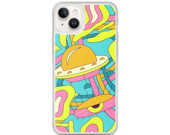 Multi Color Retro Space iPhone® Case  iPhone® Retro phone case For iPhone 15, iPhone 15 Pro, iPhone 14, iPhone 13, iPhone 12 Cute Phone Case