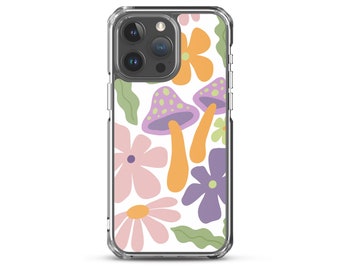 Mushroom Floral design iPhone® Case  iPhone® Retro phone case For iPhone 15, iPhone 15 Pro, iPhone 14, iPhone 13, iPhone 12 Cute Phone Case