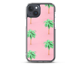 Retro Pink Palm Tree design iPhone® Case  iPhone® Retro phone case For iPhone 15 iPhone 15 Pro iPhone 14 iPhone 13 iPhone 12 Cute Phone Case