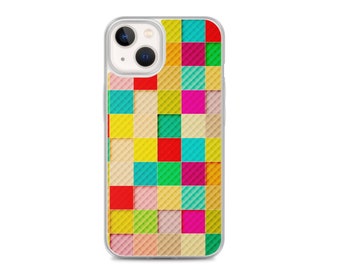 Multi color patchwork design iPhone® Case iPhone® Retro phone case For iPhone 15 iPhone 15 Pro iPhone 14 iPhone 13,iPhone 12 Cute Phone Case