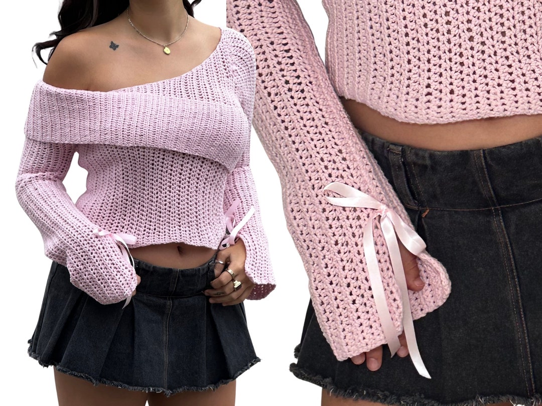 Crochet frill knit tops andmary pink 新品♡ 18789713_8a8e5b6e-0d97-41c3-