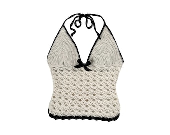 Apto para principiantes - Top Lulu - Patrón de crochet para top con cuello halter - Patrón de crochet para top de verano