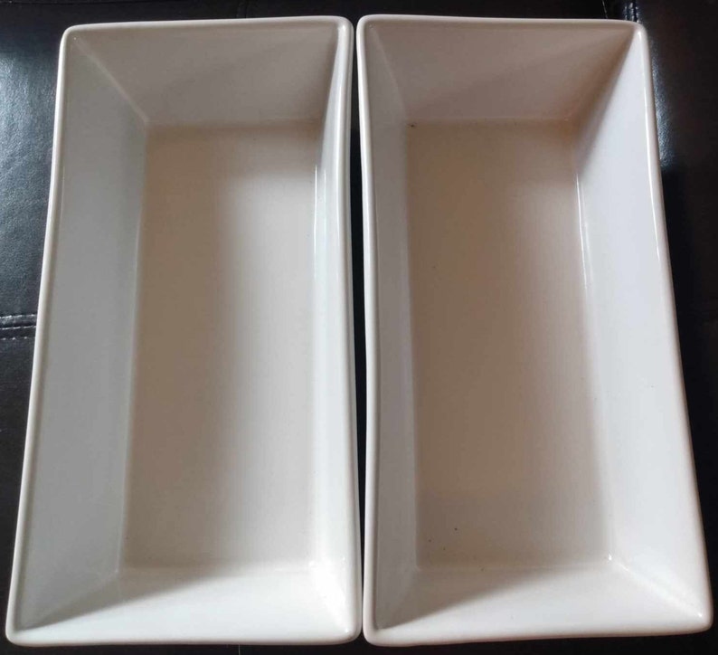 Set of two White Rectangular Table Tops Gallery Alfred serving Dishes 10 x 5 image 1