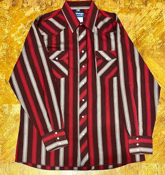 VINTAGE WRANGLER—Striped Vintage Western Shirt—XL… - image 1