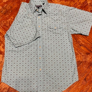 WESTERN PEARL SNAP Vintage-inspirierte Panhandle Button-Down Pearl Snap Retro hellblau Shirt