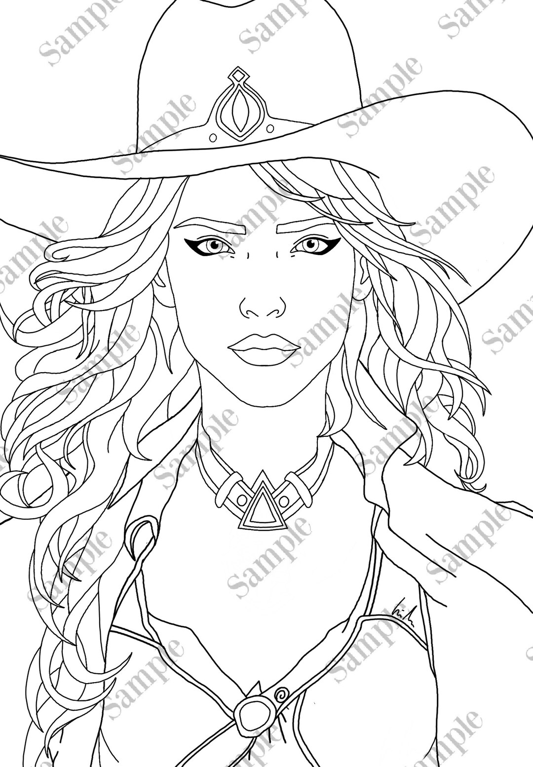 Cowgirl Coloring Page Digital Download - Etsy