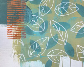 Harmonie dans la nature, impressions d'art contemporain - décoration murale à téléchargement immédiat pour la maison - motifs abstraits, modernes et vibrants, impression de feuilles