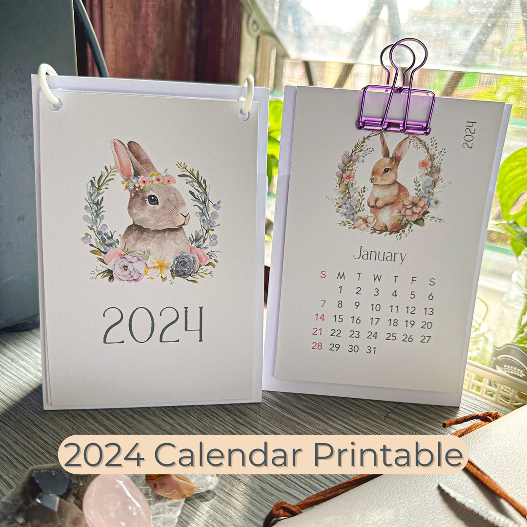 Kalender 2024 zum Ausdrucken, Tischkalender 2024, Wandkalender