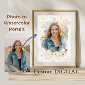 Custom Digital Portrait Watercolor Portrait from Photo Unique Holiday Gift Couple Portrait Family Portrait Pet Portrait Art from Photo