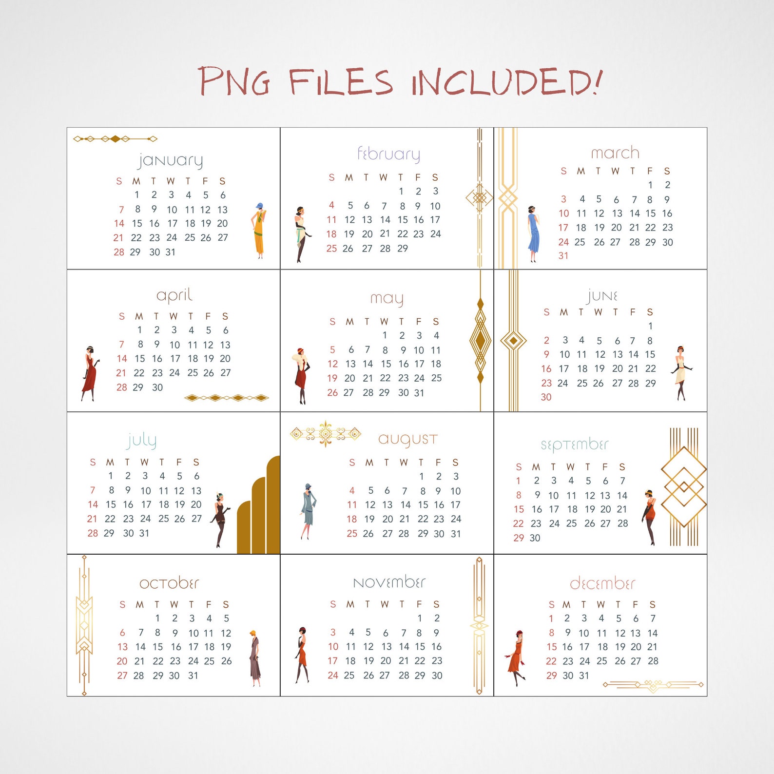 2024 Calendar Printable, Desk Calendar 2024, Wall Calendar, 2024 Year Calendar, Small Calendar ...